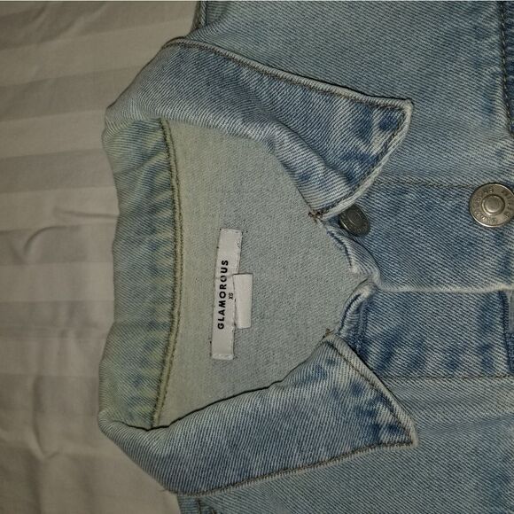 Glamorous denim jacket xs with flower design on back - Picture 8 of 16